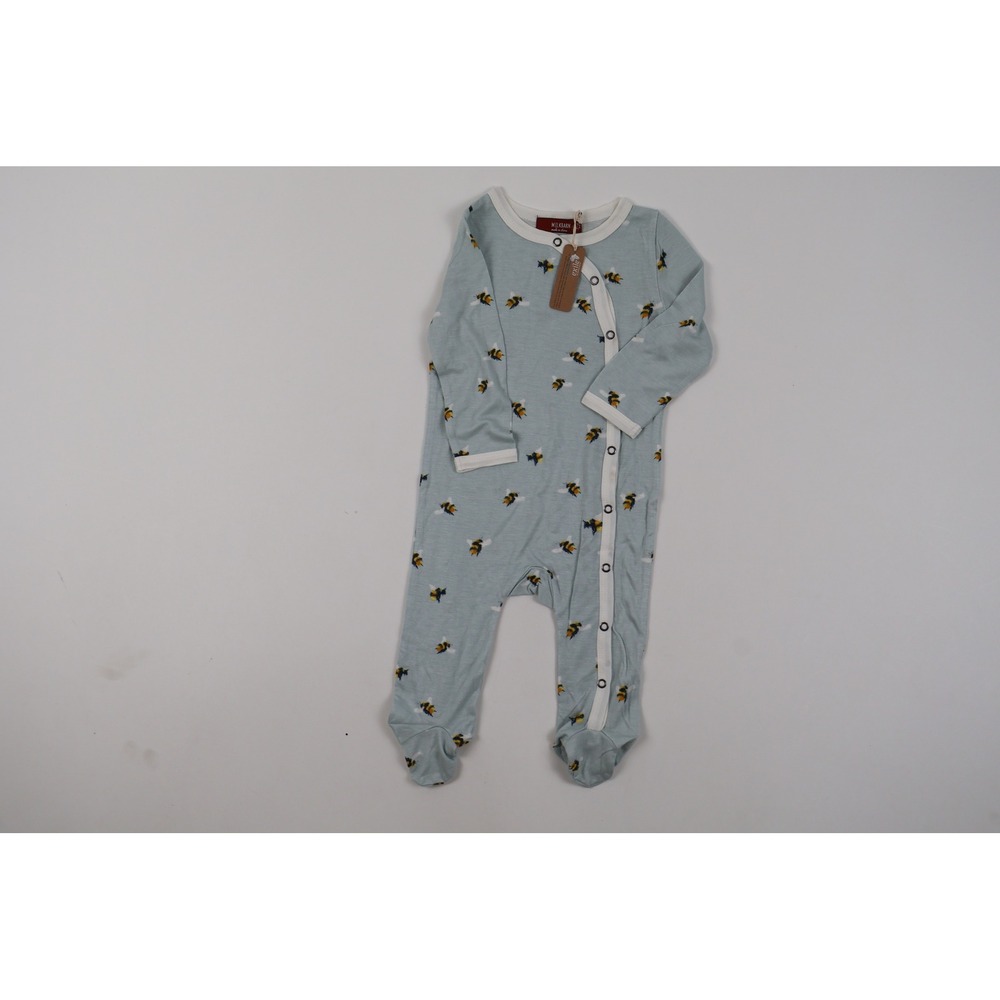 Milkbarn Footed Romper Honey Bee Blue Print 3-6 Months NWT